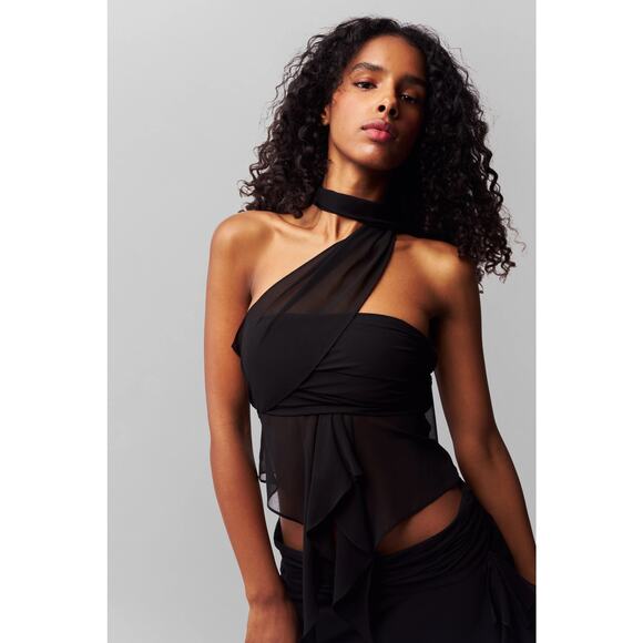 Guizio Chiffon Wrap Around Top Black - M - Picture 1 of 7